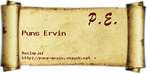 Puns Ervin névjegykártya