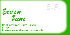ervin puns business card